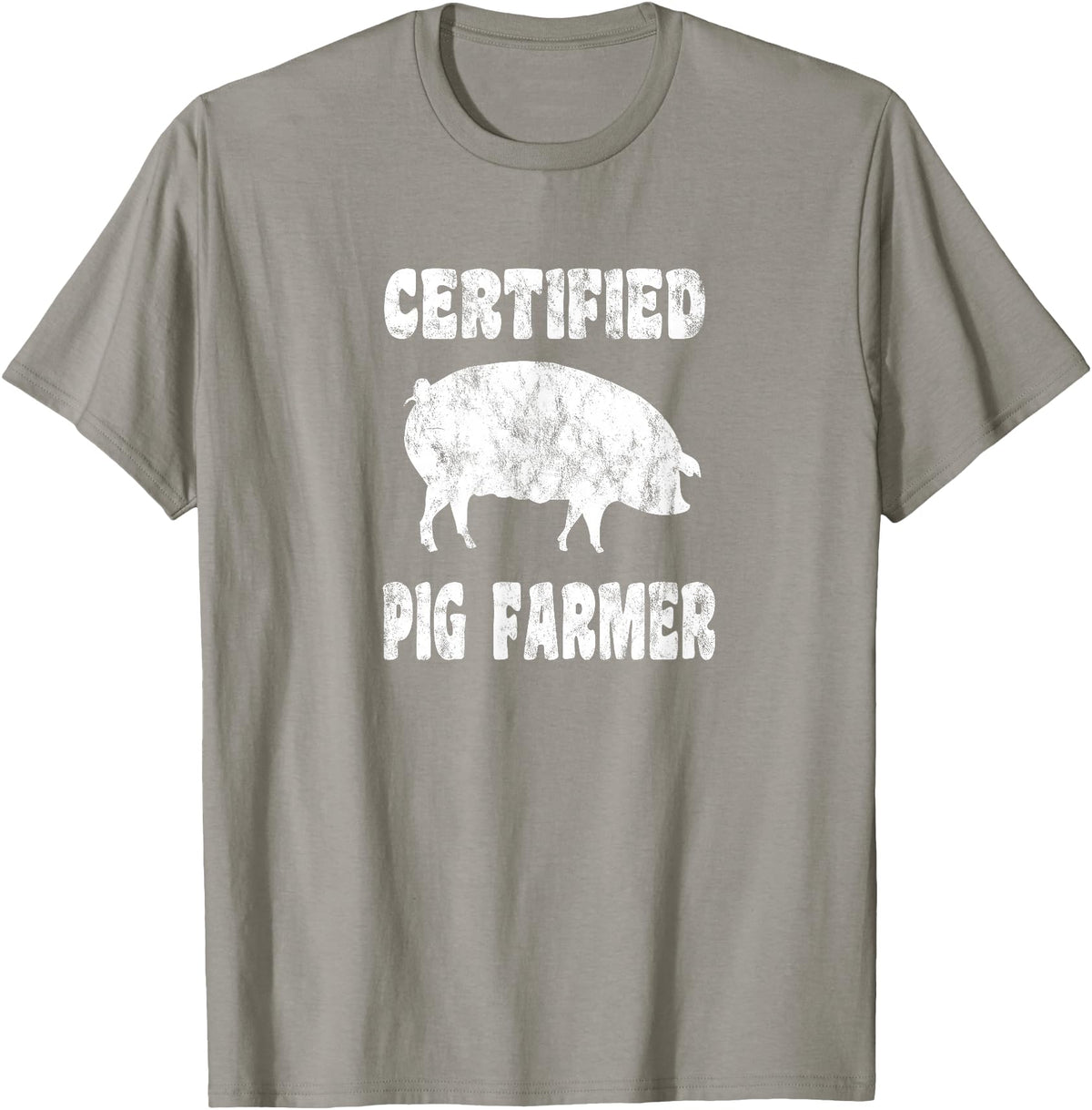 Pig Gifts for Men Women Boys Girls Toddlers by RJ - Unisex Adults Black Cotton 65% Polyester 35% Modern Animal Print Crew Neck Short Sleeve T-Shirt - Small - Office, Work - Casual - 1 Count - Slate Grey