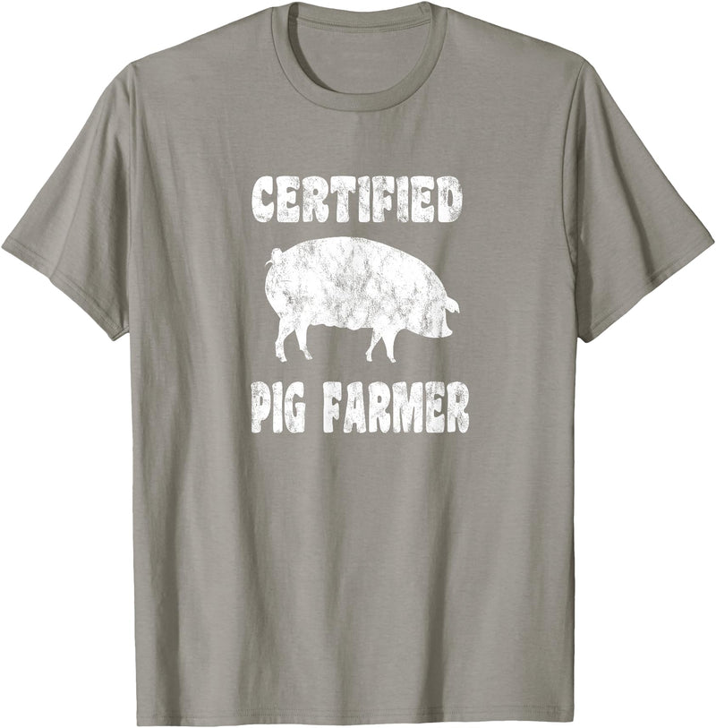 Pig Gifts for Men Women Boys Girls Toddlers by RJ - Unisex Adults Black Cotton 65% Polyester 35% Modern Animal Print Crew Neck Short Sleeve T-Shirt - Small - Office, Work - Casual - 1 Count - Slate Grey