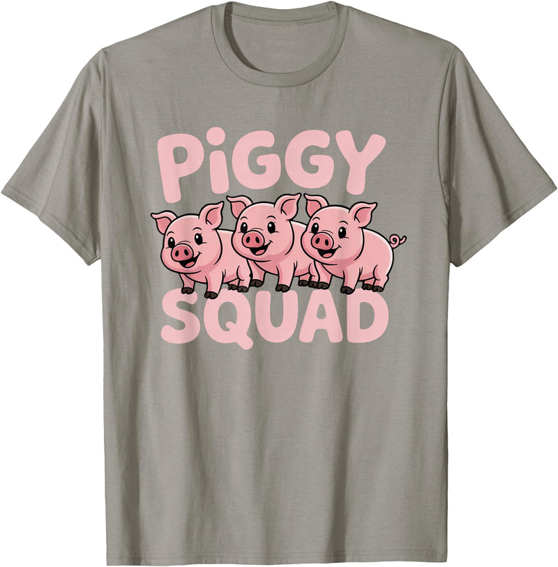 Piggy Squad - Matching Outfit Pig Lover Design T-Shirt - Slate Grey
