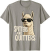 Inappropriate Funny Meme Tee Funny Llama Spitters are Quitters Adult Humor T-Shirt - Slate Grey