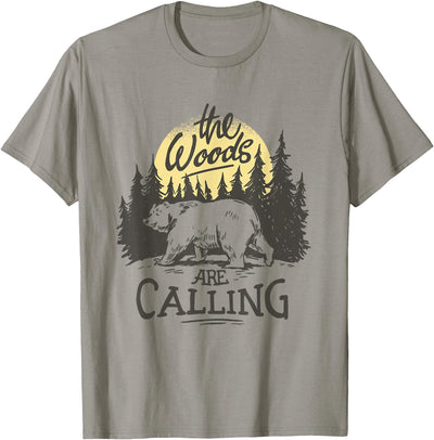 The Woods are Calling Cool Nature Bear Graphic T-Shirt