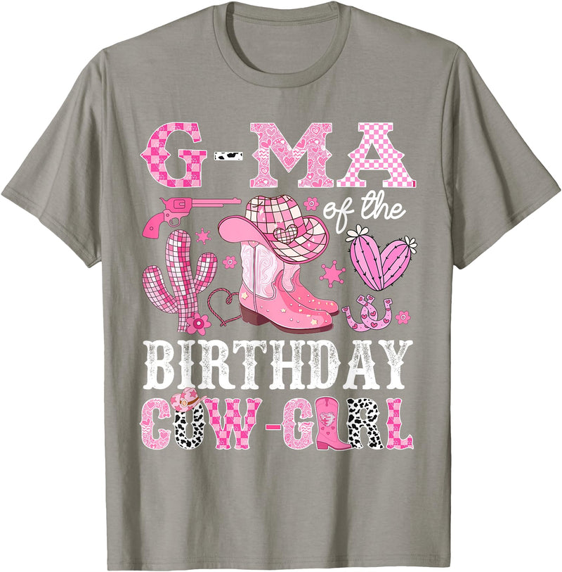 Pink Western Cowgirl Bday Party Family Matching G-Ma Of The Birthday Cow-Girl Rodeo Cowgirl Bday T-Shirt - Slate Grey