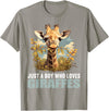Giraffes Giraffe Lovers Shop Just a Boy who loves Giraffes. Giraffes Giraffe T-Shirt - Slate Grey