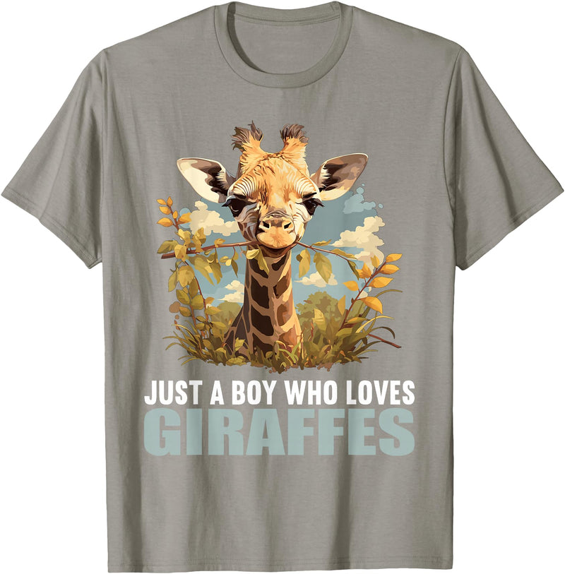 Giraffes Giraffe Lovers Shop Just a Boy who loves Giraffes. Giraffes Giraffe T-Shirt - Slate Grey