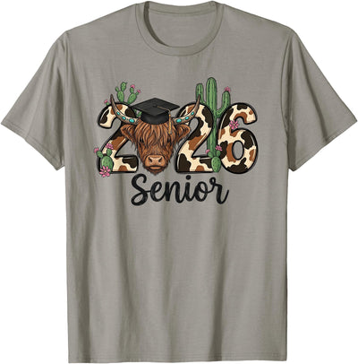 2026 Senior Graduation Highland Cow Class of 2026 Women Girl T-Shirt