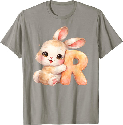 Letter R Baby Rabbit Watercolor Alphabet T-Shirt