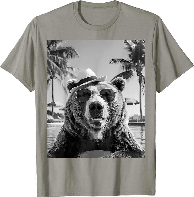 Cute Selfie Grizzly Bear Lovers Funny Grizzly Bear Selfie Summer Vacation T-Shirt - Slate Grey