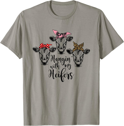 Funny Heifer Cute Women's Hanging with My Heifers Bandana T-Shirt