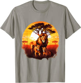 Safari Animal Art Lion Wildlife Safari Tiger African Animal Lovers Savanna T-Shirt - Slate Grey