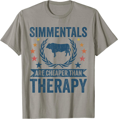 Women Cow Cheaper Therapy Cattle Farmer Rancher Simmental T-Shirt