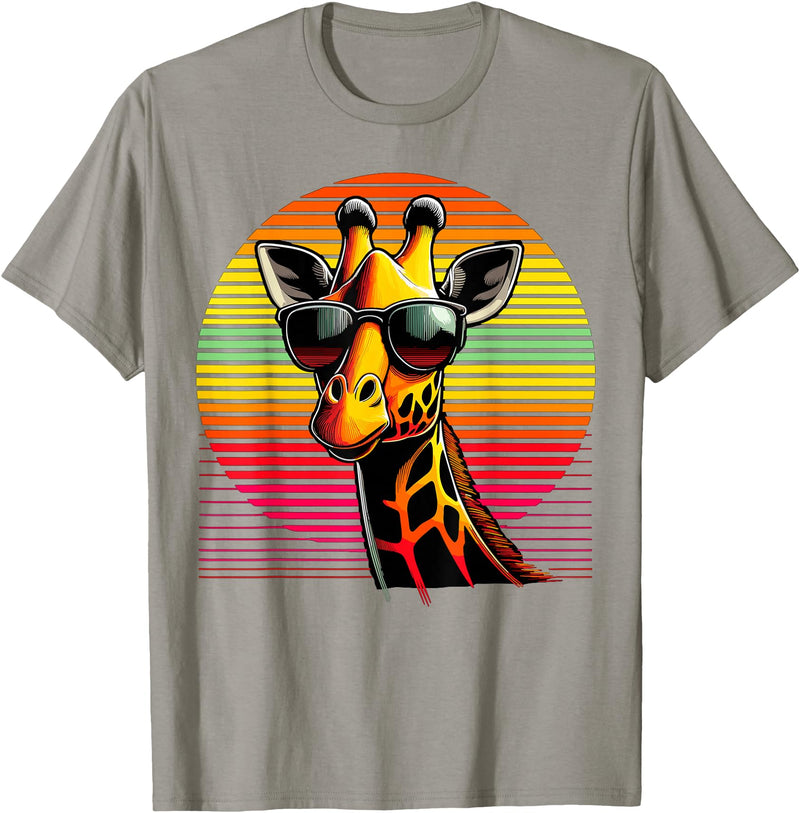 Funny Giraffe lover Giraffe Animal Vintage Sunglasses Giraffe T-Shirt - Slate Grey