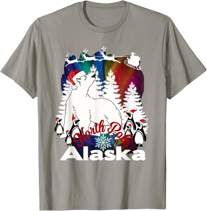 Alaska Souvenir Gifts by PLOLDS North Pole Alaska Christmas Town Polar Bear Santa Souvenir T-Shirt - Slate Grey