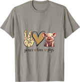 Funny Peace Love Cute Show Pig Lover Peace Love Cute Show Pig Lover T-Shirt - Slate Grey