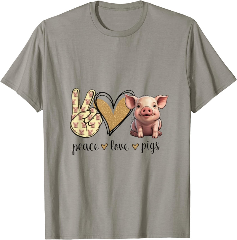 Funny Peace Love Cute Show Pig Lover Peace Love Cute Show Pig Lover T-Shirt - Slate Grey