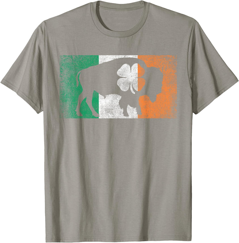 Buffalo - Saint Paddys Funny Ireland Flag Buffalo - Shamrock St. Patrick's Day Irish Flag T-Shirt - Slate Grey