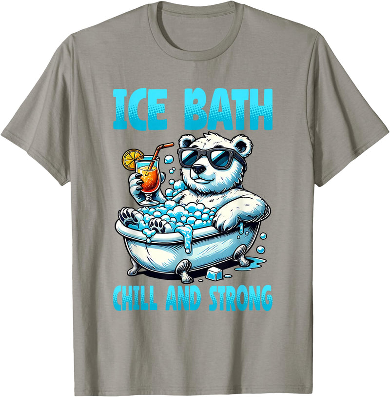Ice Bath Cold Plunge Polar Bear Recovery Gym Tub Ice Bath Chill and Strong Cold Plunge Recovery Polar Bear T-Shirt - Slate Grey
