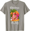 Cute Funny Pig Christmas Xmas Summer Vacation Gift Christmas In July Cute Pig Funny Summer Vacation Beach Vibes T-Shirt - Slate Grey