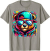 Funny Teddy Bear Lovers Colorful Hip Hop Teddy Bear Sunglasses Rap Music T-Shirt - Slate Grey