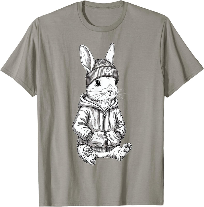 Urban Streetwear Bunny – Cool Hipster Rabbit Design Hoodie in Slate Grey