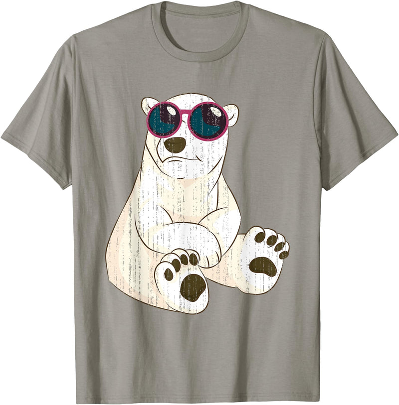 Arctic Animal Polar Bear Gifts Funny Sunglasses Cool Animal Arctic Polar Bear T-Shirt - Slate Grey