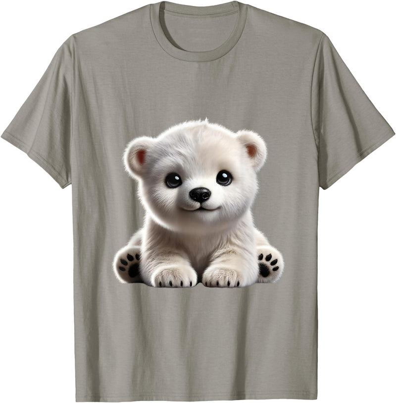 Just Sweet Designs Cute Polar Bear Cub Design T-Shirt, Small, Black - Slate Grey
