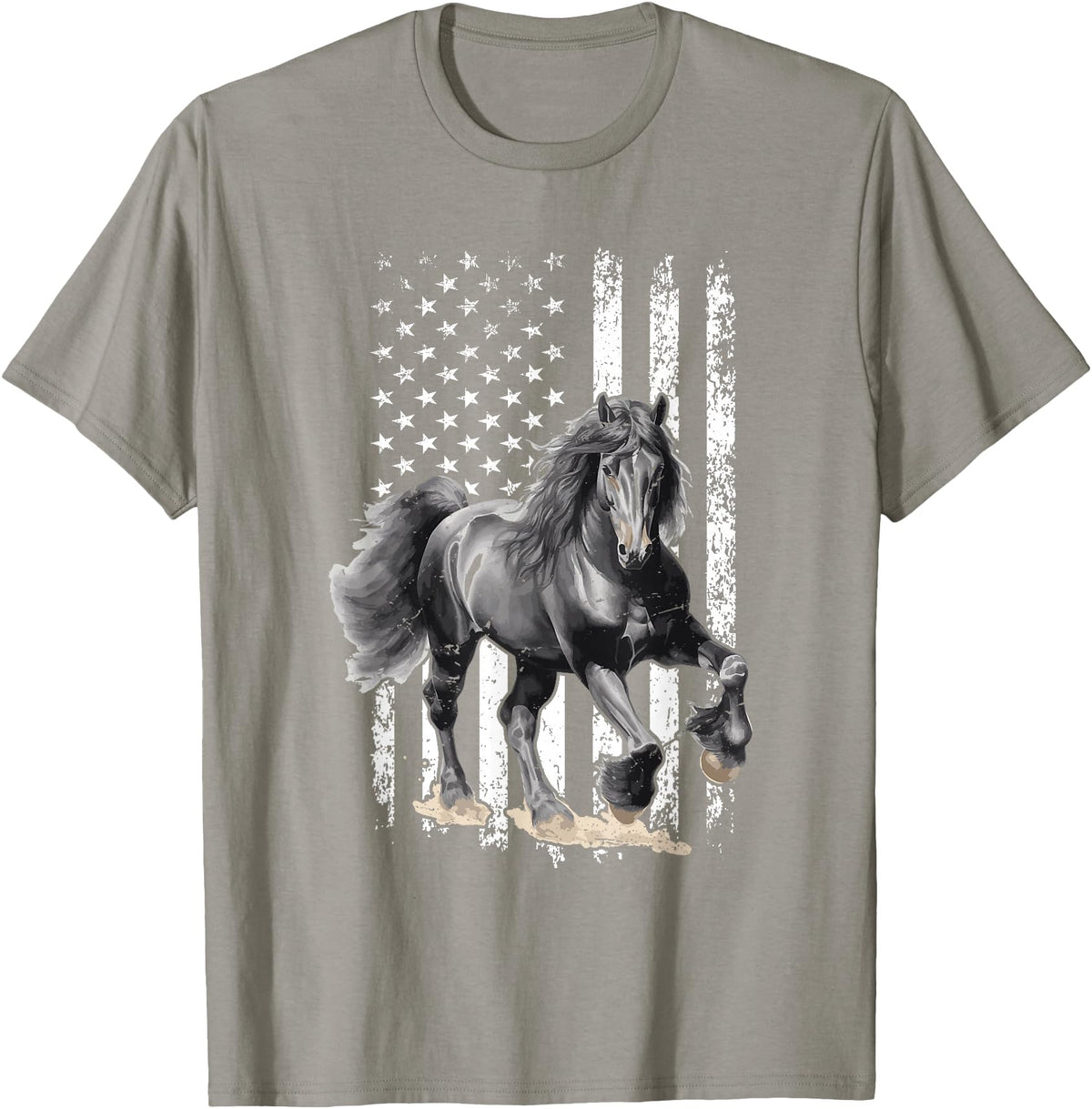 Friesian Design USA Flag Horse Relax it´s a Friesian T-Shirt - Slate Grey