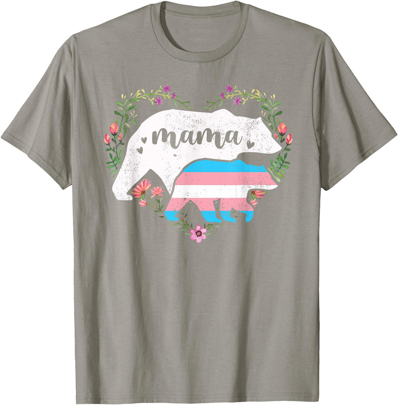 LGBT Trans Pride Shirts Mom Mama Bear for Moms LGBTQ Mama Bear Transgender Flag Gay Equal Rights Trans T-Shirt - Slate Grey