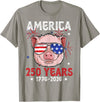 Pig Face 4th of July 1776-2026 Anniversary 250th Pig Sunglasses American Flag America 250 Years Tee 250yr Tee T-Shirt - Slate Grey