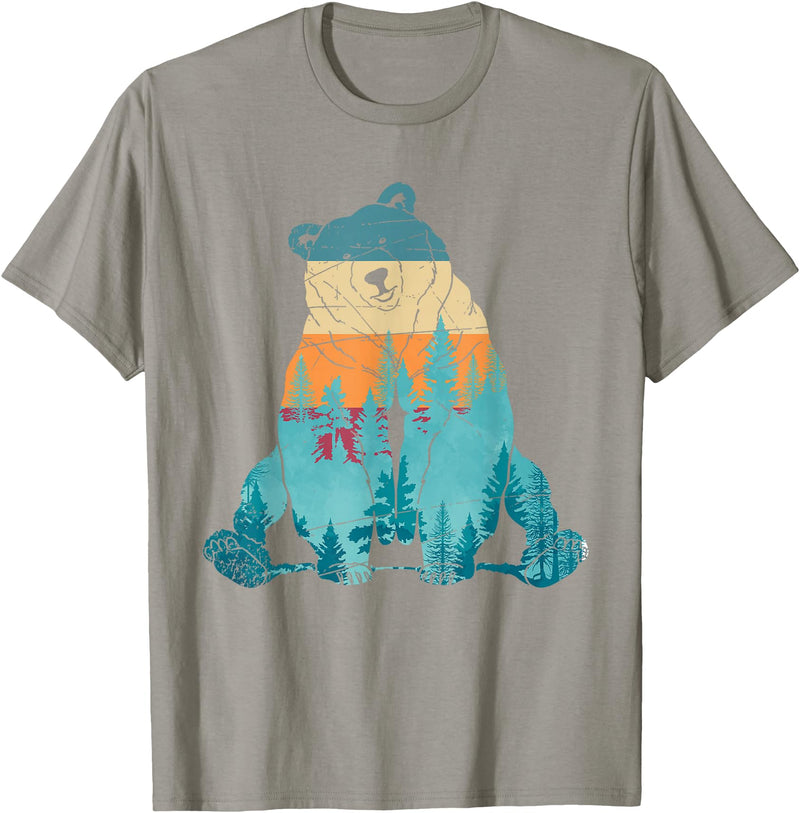 Forest Animal Outdoor Nature Bears Gift Grizzly Bear Animal of the Forest Nature Brown Bear Retro Brown Bear T-Shirt - Slate Grey
