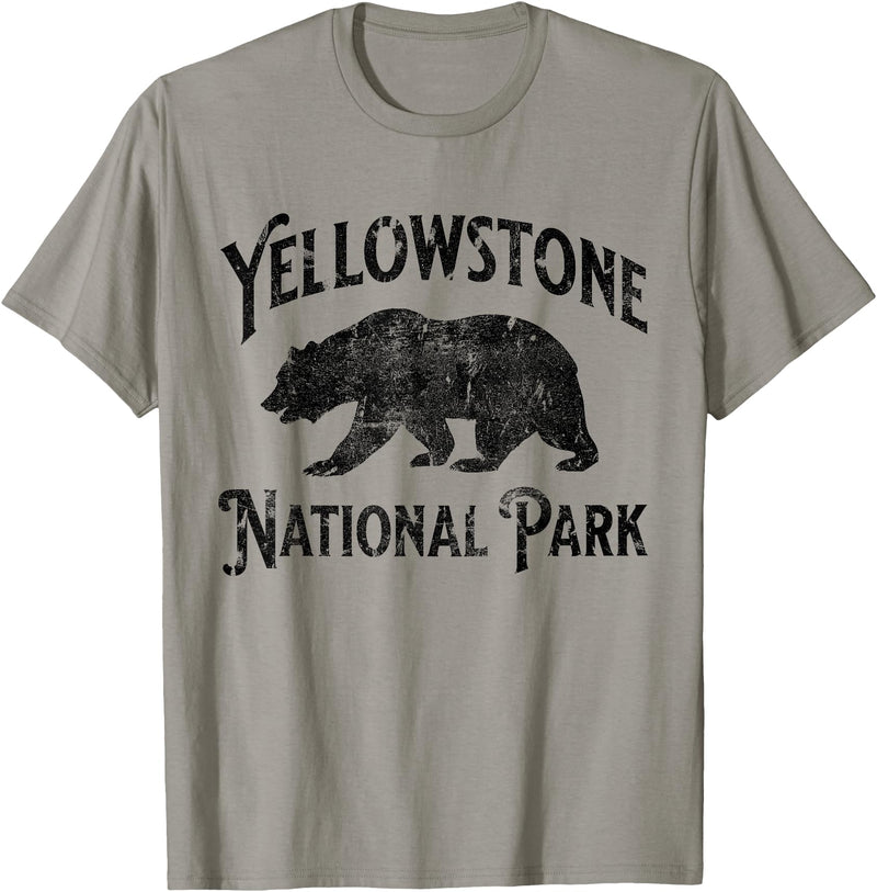 Yellowstone National Park Wyoming USA Outdoor Yellowstone National Park Bear Nature Hike Outdoors Vintage T-Shirt - Slate Grey