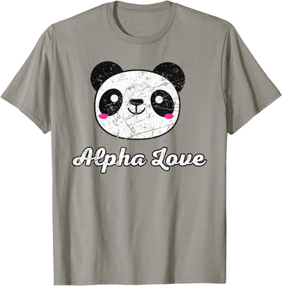 Alpha Love AOII Panda Bear Cute Kawaii O Pi Distressed T-Shirt