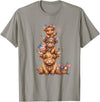 Funny 4th Of July Highland Cow Apparel Cute Highland Cow 4th of July Patriotic American Flag T-Shirt - Slate Grey