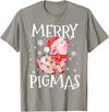 Christmas Funny Gifts Merry Pigmas Funny Pig Christmas Lights Tree Xmas Funny T-Shirt - Slate Grey