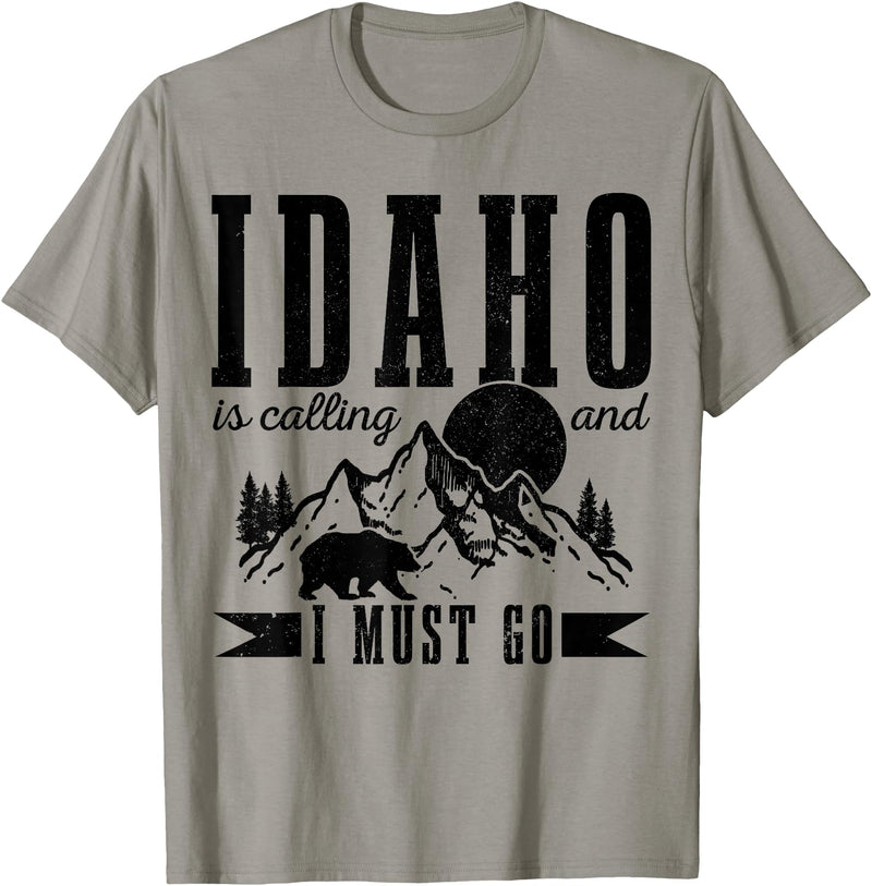 Idaho Is Calling And I Must Go! Idaho Is Calling & I Must Go Bear Mountains Vintage Gift T-Shirt - Slate Grey