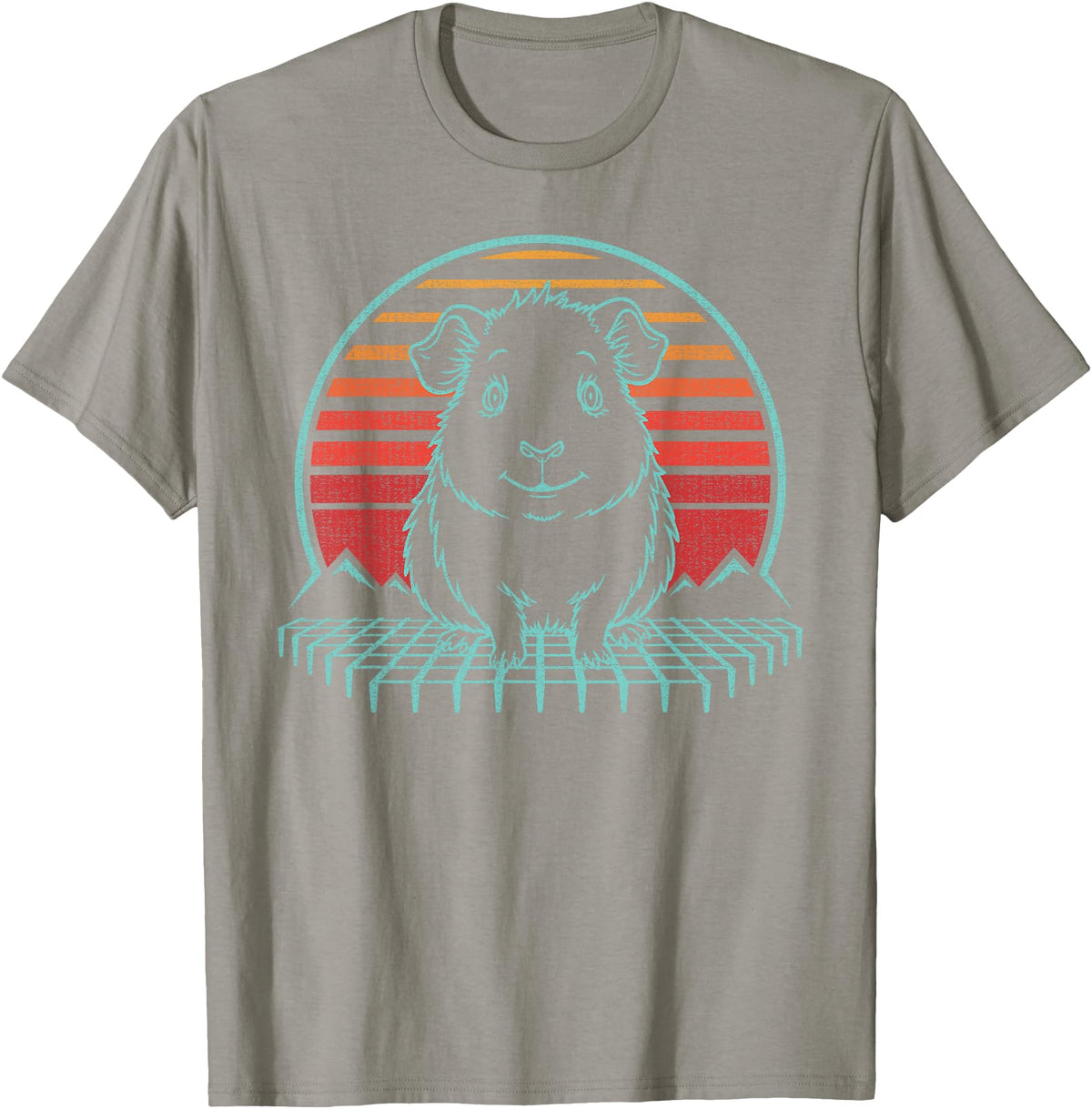 Guinea Pig Graphic Art Designs Guinea Pig Lover Animal Retro Vintage 80s T-Shirt - Slate Grey