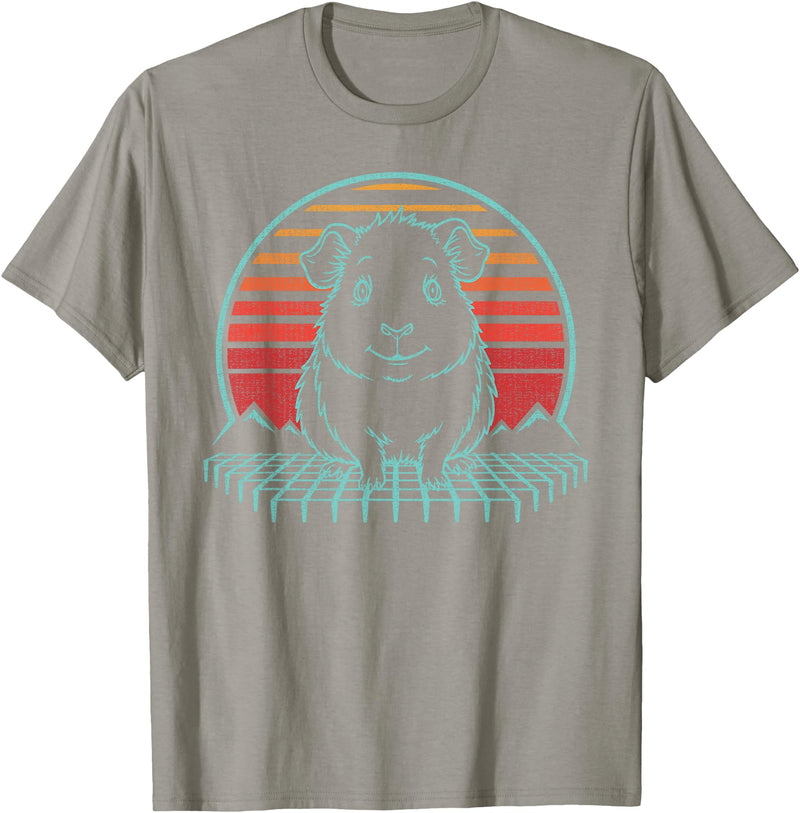 Guinea Pig Graphic Art Designs Guinea Pig Lover Animal Retro Vintage 80s T-Shirt - Slate Grey