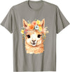 Alpaca and llama with flowers Designs Alpaca with Flowers, Cute Alpaca and Llama T-Shirt - Slate Grey