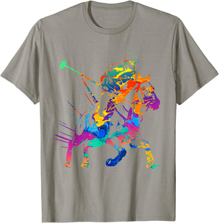 Polo Player Sport Silhouette Gift Apparel Polo Player Horse Sport Ride Riding Equestrian Sport Fan T-Shirt - Slate Grey