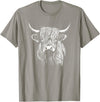 Scottish Highland Cattle Cow Merch Scottish Highland Cattle Cow Drawing T-Shirt - Slate Grey