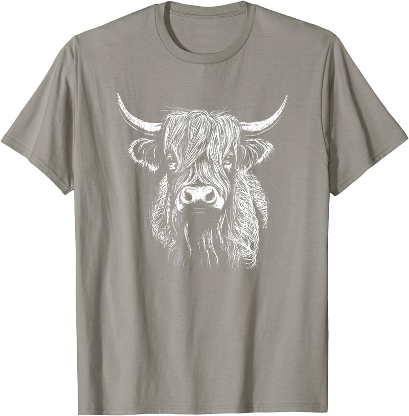 Scottish Highland Cattle Cow Merch Scottish Highland Cattle Cow Drawing T-Shirt - Slate Grey