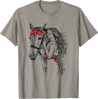 Horse Lover Novelties By SL Horse Bandana For Horse Girls Horseback Riding For Women T-Shirt - Slate Grey