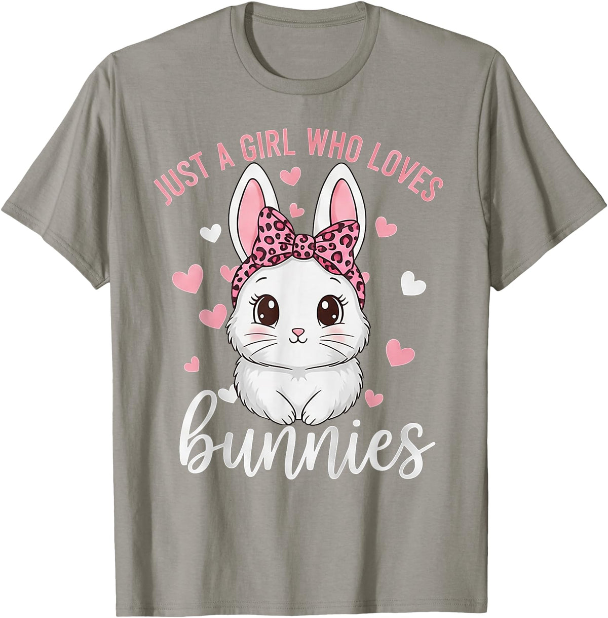 Cute Bunny Rabbit Girls Kids Just a Girl Who Loves Bunnies T-Shirt in Slate Grey