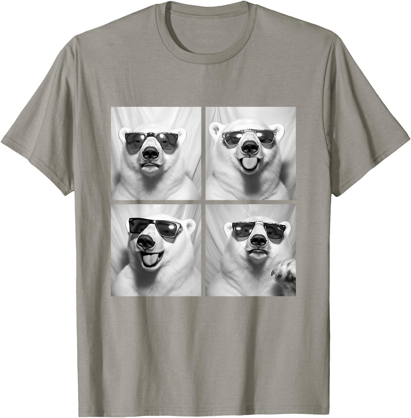 Funny Animal Photography Clothing Co. Funny Polar Bears with Sunglasses Cool Ice Bears Humor Meme T-Shirt - Slate Grey