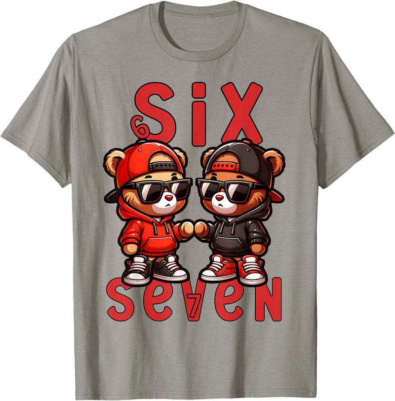 Funny Teddy Bear 67 Matching Teenager Boys Designs 67 Teddy Bear 6 7 Meme for Boys Kids Cute School Six Seven T-Shirt - Slate Grey