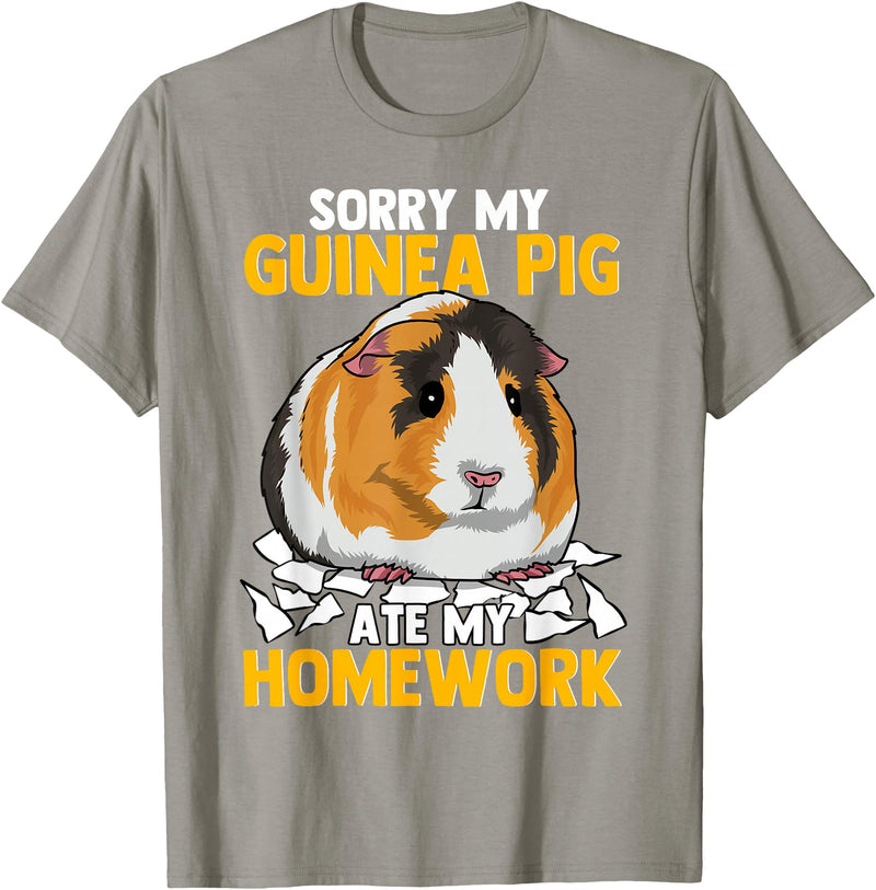 Sorry My Guinea Pig Ate My Homework Funny Pet Rodent Hamster T-Shirt - Slate Grey