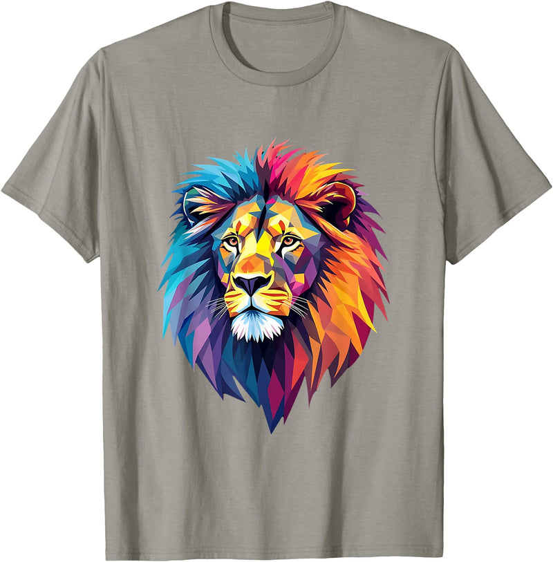 Cool Geometric Lion Colorful Geometric Lion | Lion Graphic for men, women, teens T-Shirt - Slate Grey