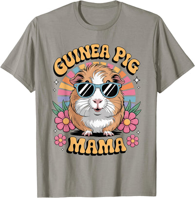 Guinea Pig Mama Floral Vintage 60s 70s Sunglasses T-Shirt