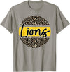 Lions School Spirit Leopard Print Yellow T-Shirt - Slate Grey