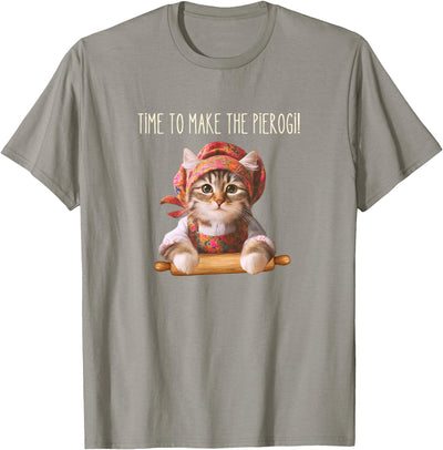 Babushka Cats By Ang Babushka Cat Making Pierogi T-Shirt