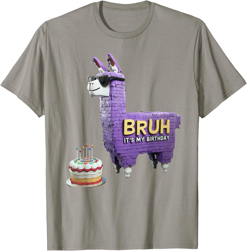 Llama Pinata Birthday Clothing Family Party Bruh Its My Birthday Llama Pinata Boy Girl Family Party Bday T-Shirt - Slate Grey